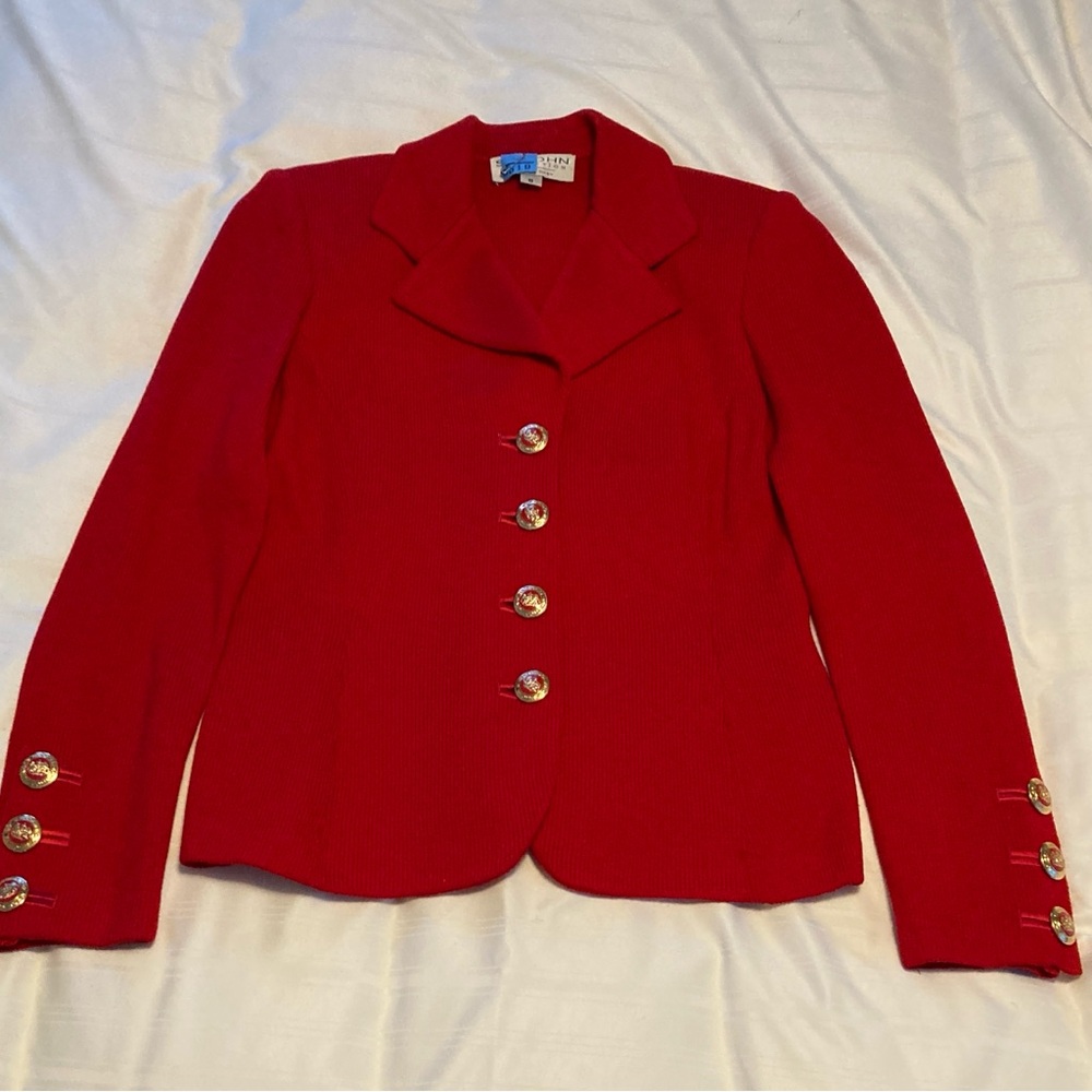 Vintage St. John Collection by Marie Gray Women's Red Blazer & Skirt Set Sz 6 - Picture 3 of 8